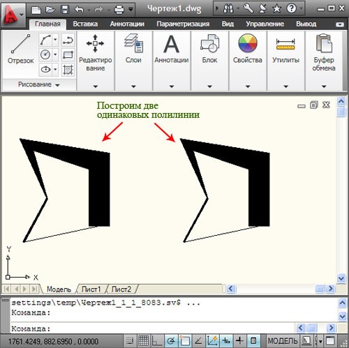 Как нарисовать в автокаде полилинию в