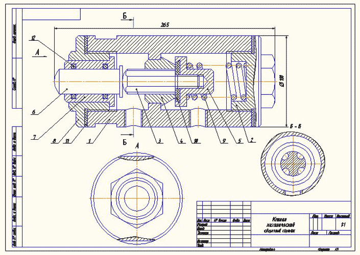 Клапан механический сборочный чертеж компас
